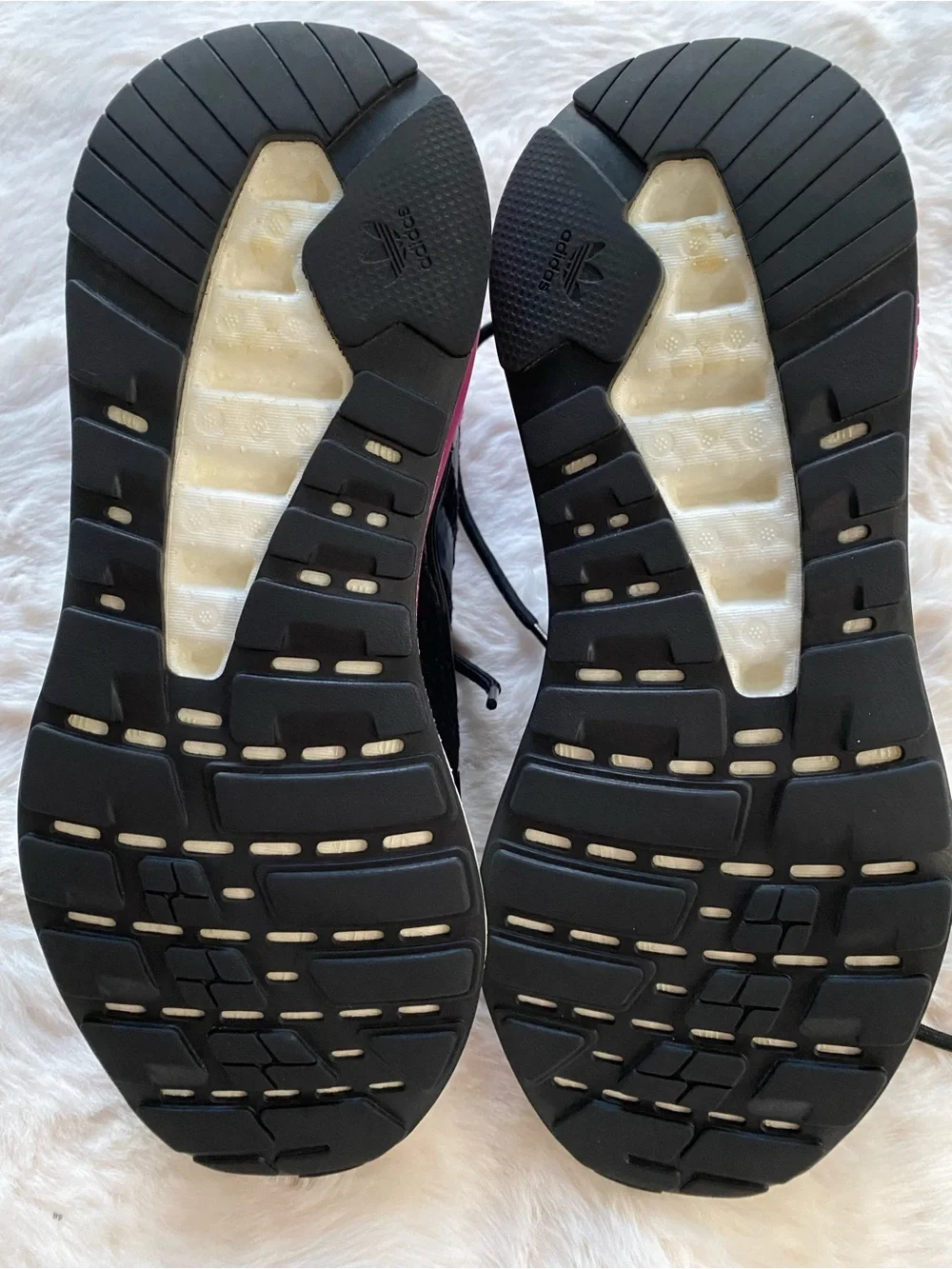 adidas Women's Black Athletic Sneakers with Pink Accents